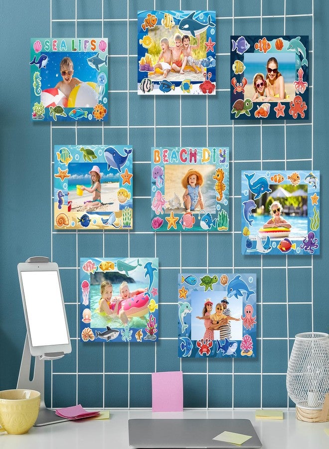 BLSUREFYX 64 Sets Under The Sea Picture Frame Craft 6.3 x 4.7 Inch Summer Ocean Photo Frame Crafts with Sea Animals Stickers for Kids School Classroom Summer Party Gifts Game Supplies - Image 4